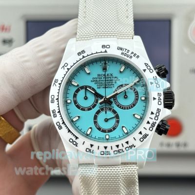Swiss Clone Rolex Cosmos Daytona Tiffany Blue Dial White Ceramic Case Limited Edition Watch 